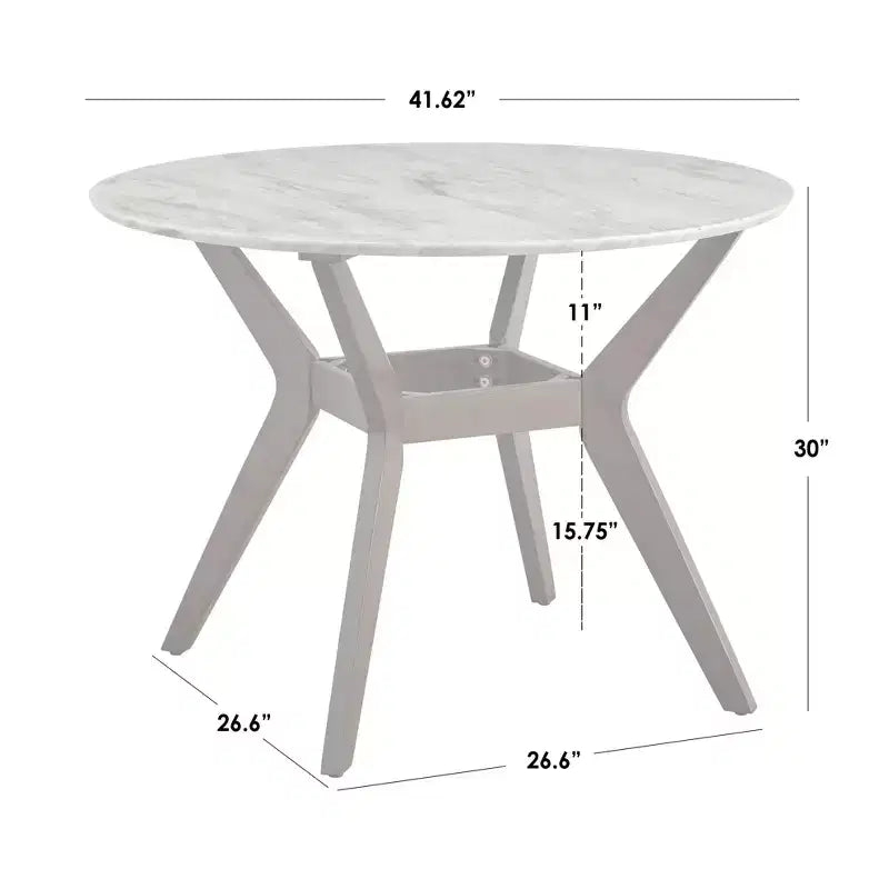 Set da pranzo rotondo a 3 pezzi in MDF e legno di gomma con piano effetto marmo 41,62'' x 30''