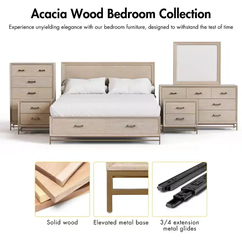 Cassettiera Boho a 7 cassetti con rivestimento interno in cedro, finitura rovere