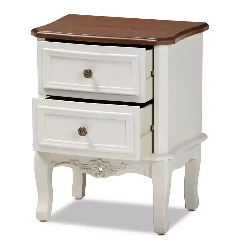 Fir Wood MDF 2-Drawer Nightstand 19.3'' x 23.4''