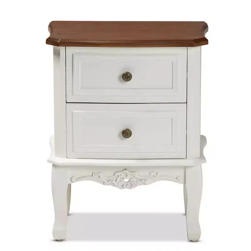 Fir Wood MDF 2-Drawer Nightstand 19.3'' x 23.4''