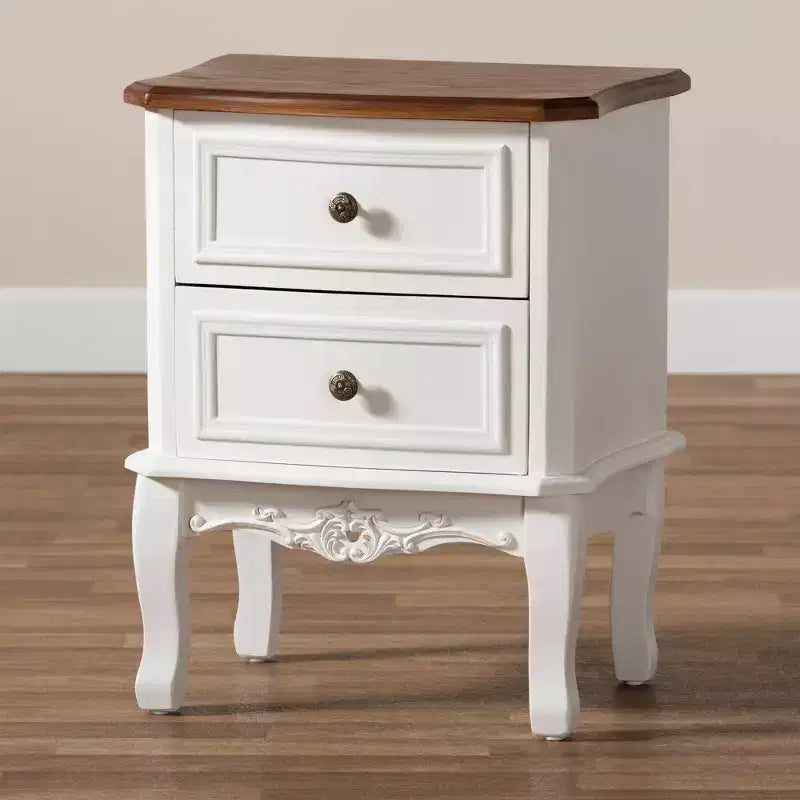 Comodino con 2 cassetti in legno di abete e MDF 19,3'' x 23,4''