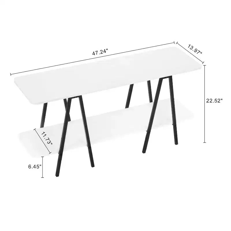 Mobile consolle moderno da 47,24" con 2 ripiani aperti, bianco