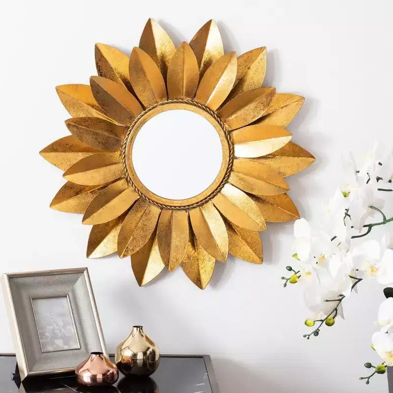 Gold Metal Round Wall Mirror