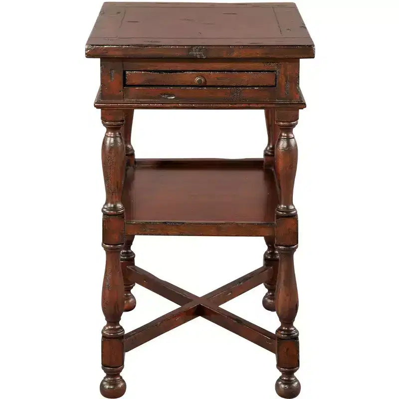 Tavolino in Mogano con Base a Crociera 40,6 x 68,6 cm