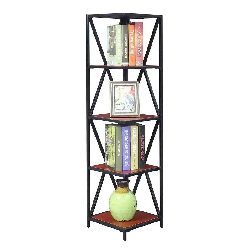 Libreria angolare a 5 ripiani in truciolato di melamina 33 x 136 cm
