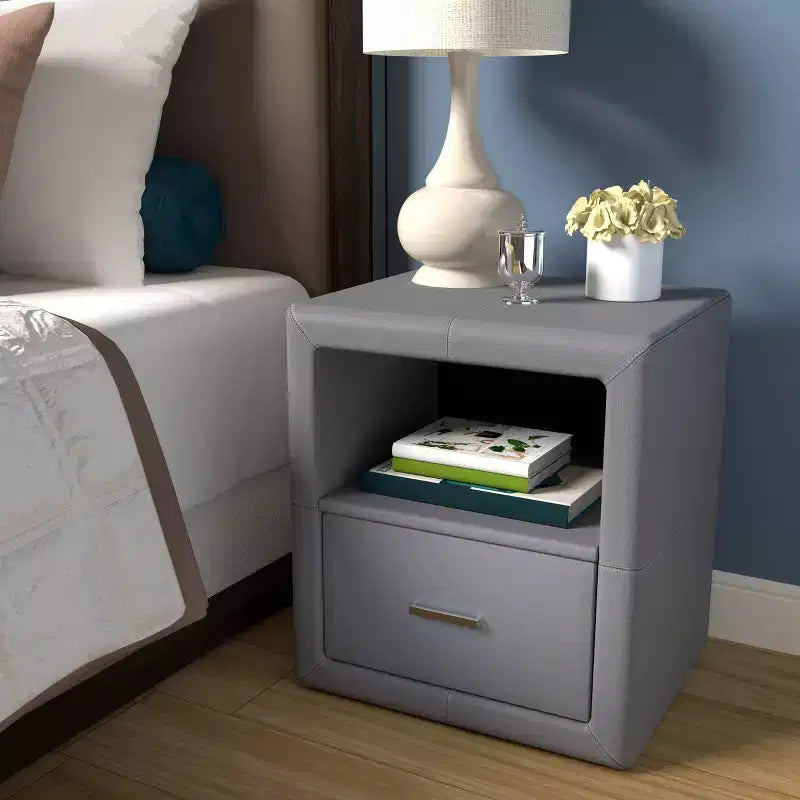 Wood Composite Faux Leather Nightstand 18.9'' x 21''