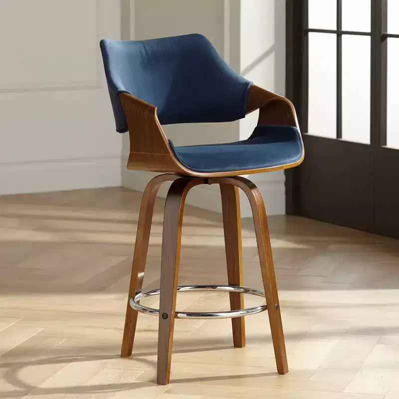 Sgabello da bancone girevole in velluto e compensato 21,5'' x 39''