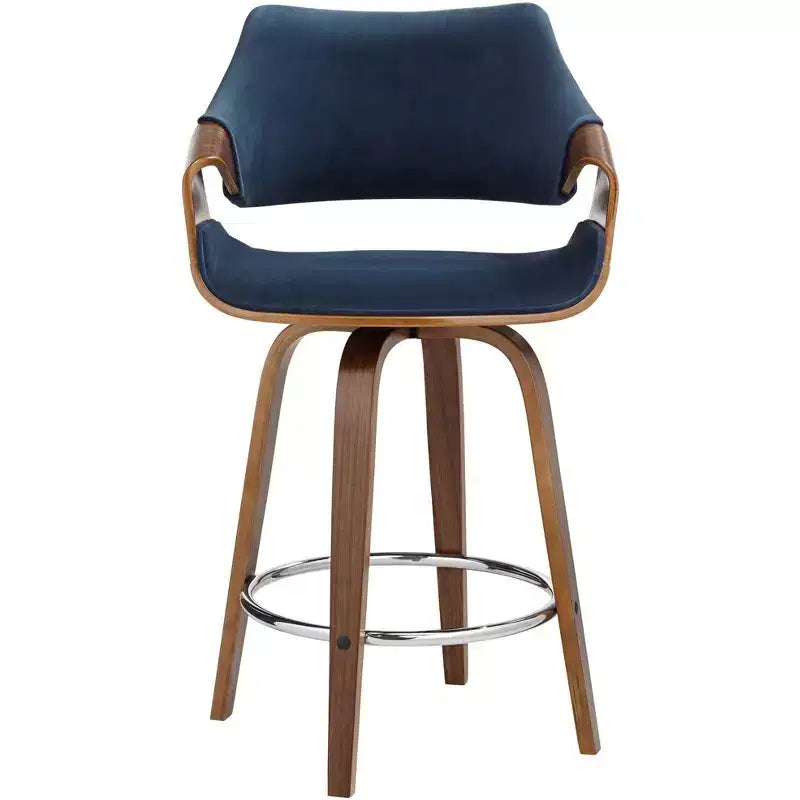 Sgabello da bancone girevole in velluto e compensato 21,5'' x 39''