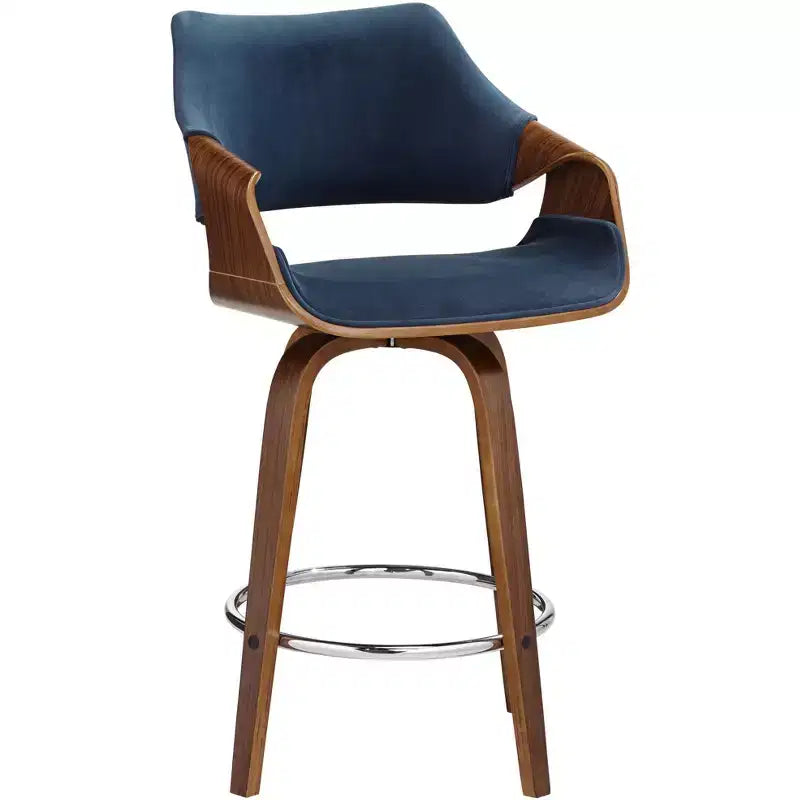 Sgabello da bancone girevole in velluto e compensato 21,5'' x 39''