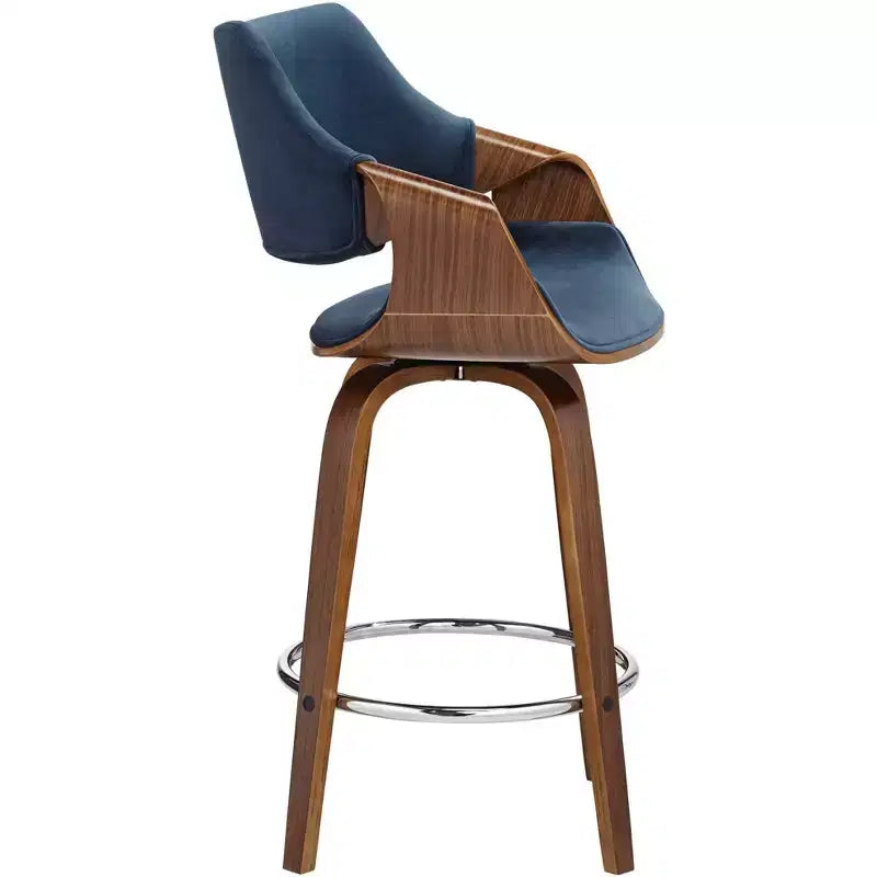Sgabello da bancone girevole in velluto e compensato 21,5'' x 39''
