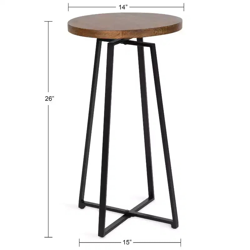 Tavolino rotondo in legno di mango con base a X, 38 x 66 cm