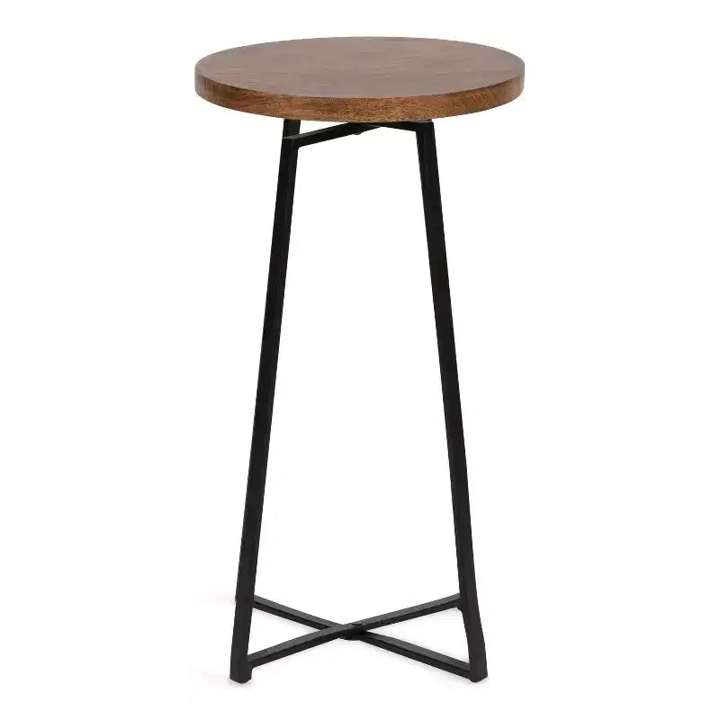Tavolino rotondo in legno di mango con base a X, 38 x 66 cm
