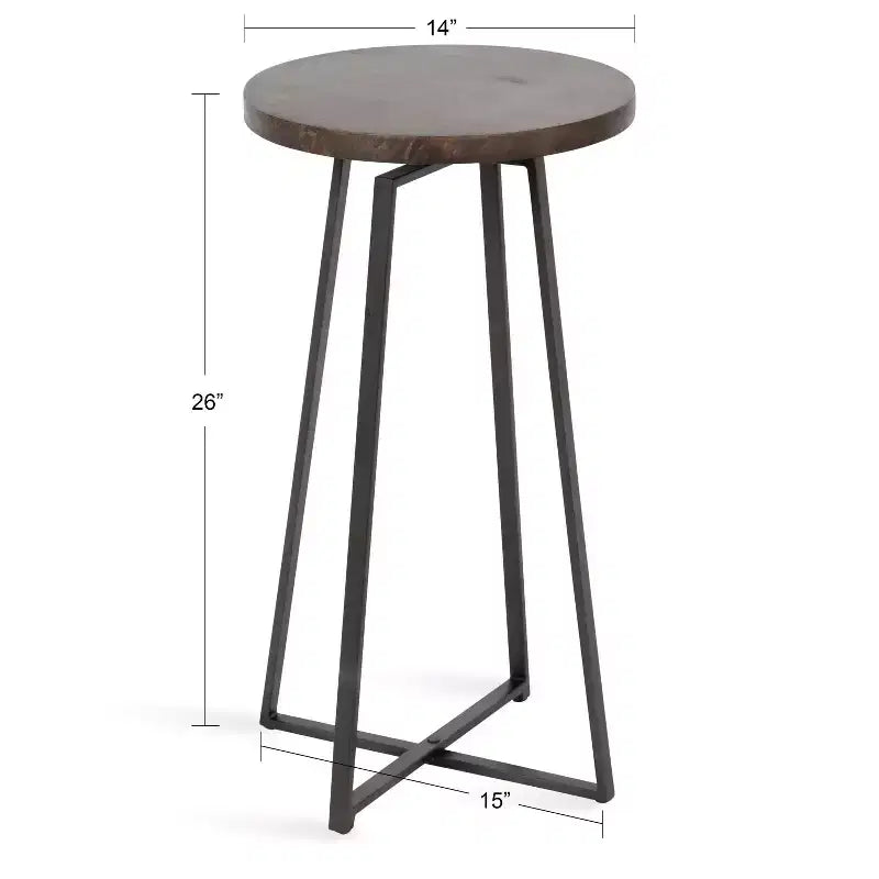 Tavolino rotondo in legno di mango con base a X, 38 x 66 cm