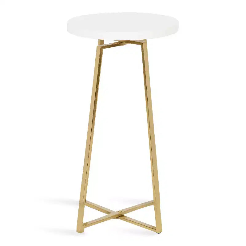 Tavolino rotondo in legno di mango con base a X, 38 x 66 cm