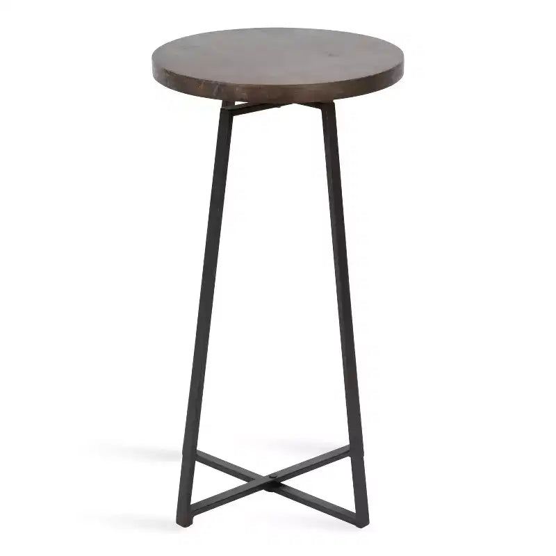 Tavolino rotondo in legno di mango con base a X, 38 x 66 cm
