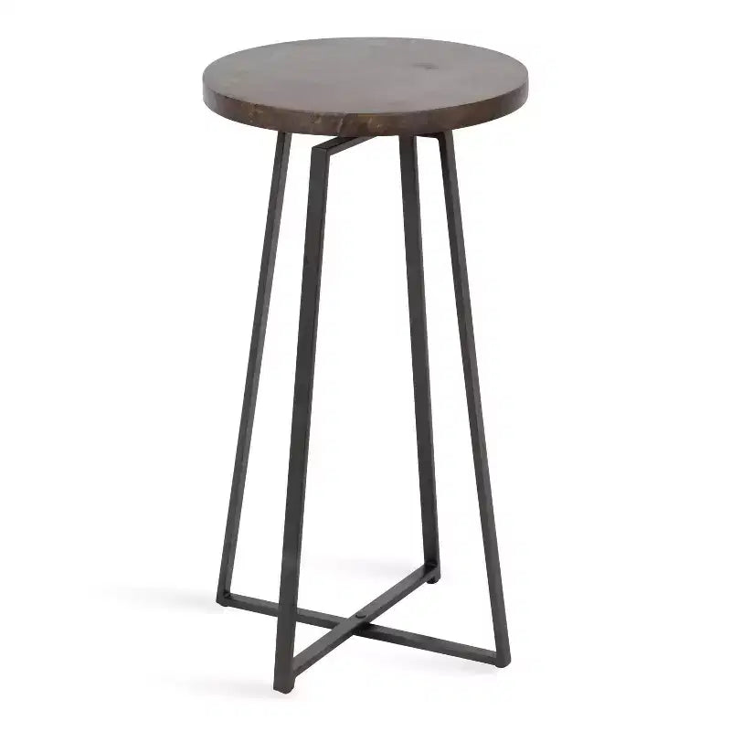 Tavolino rotondo in legno di mango con base a X, 38 x 66 cm