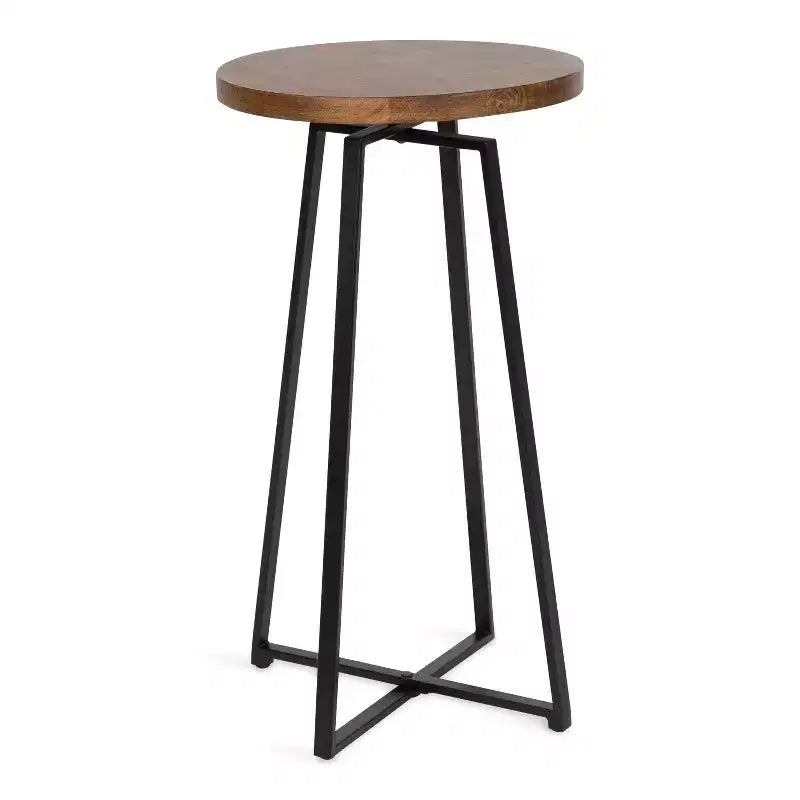 Tavolino rotondo in legno di mango con base a X, 38 x 66 cm