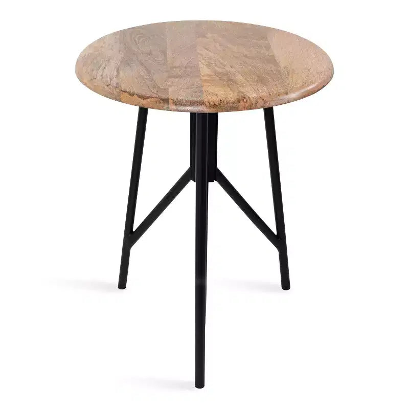 Tavolino Rotondo in Legno di Mango e Ferro 45 x 56 cm
