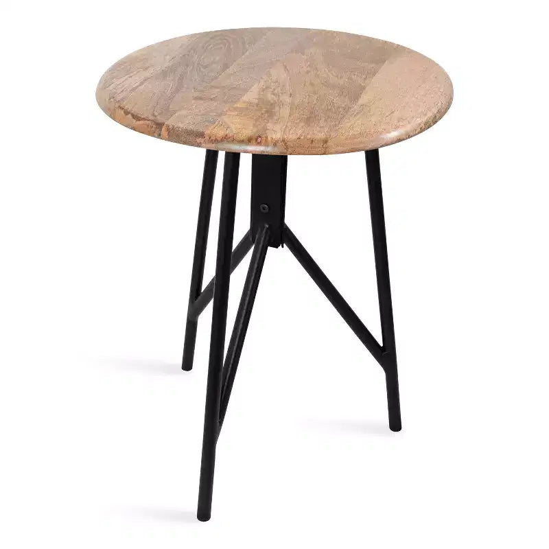 Tavolino Rotondo in Legno di Mango e Ferro 45 x 56 cm