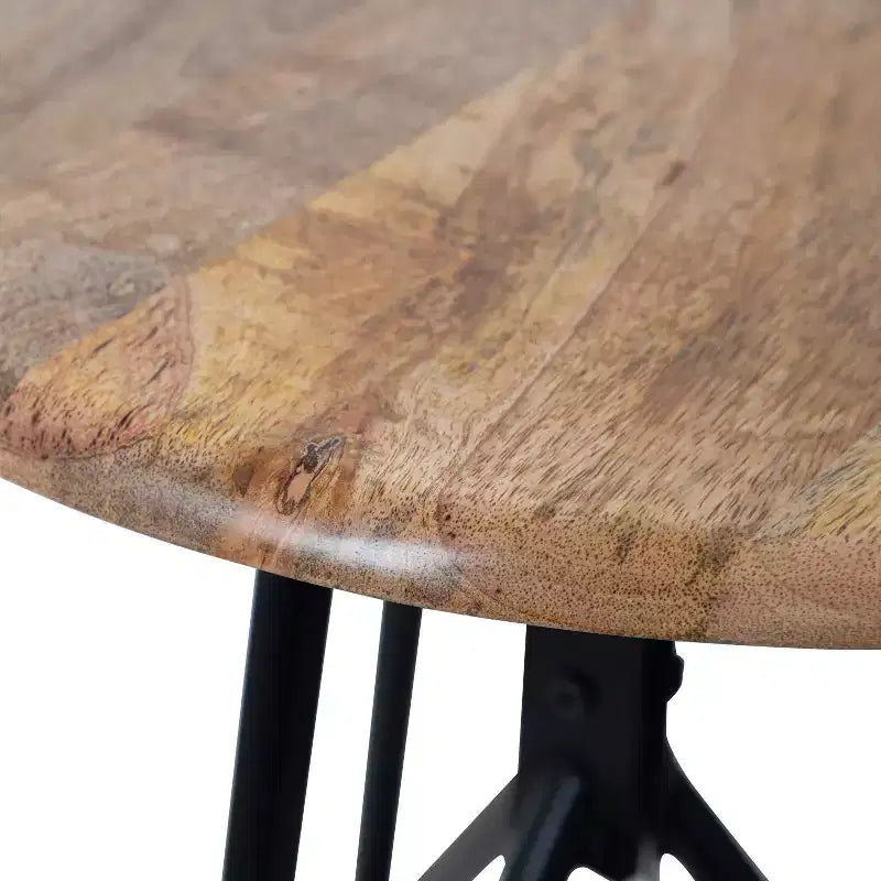 Tavolino Rotondo in Legno di Mango e Ferro 45 x 56 cm