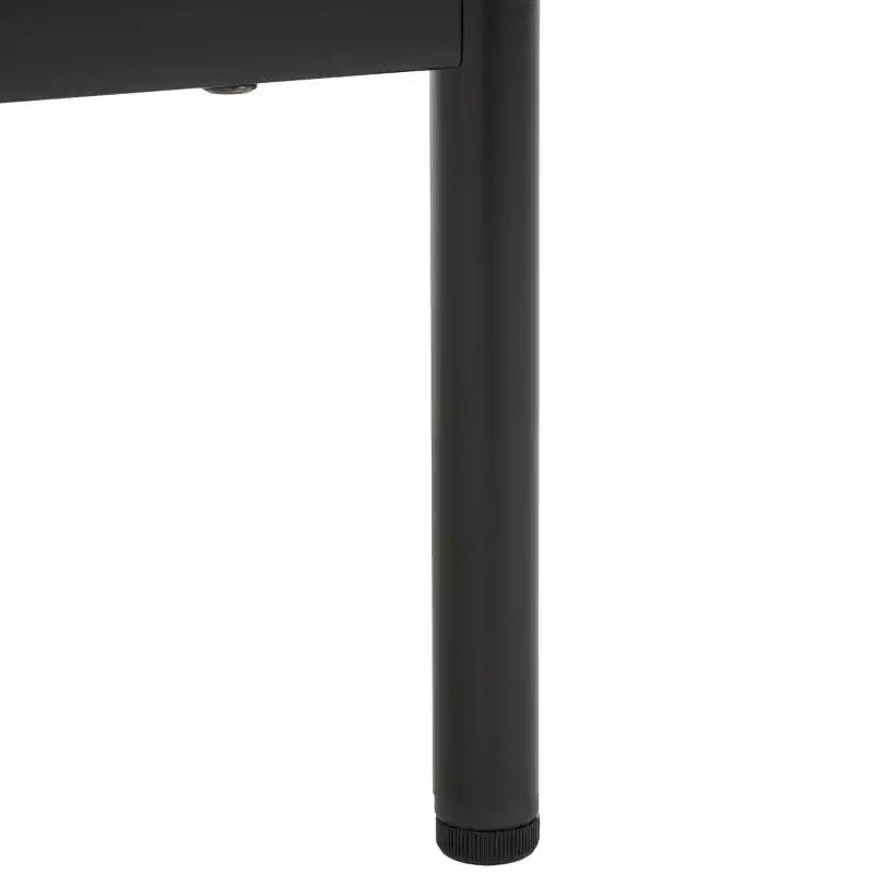 Comodino a 1 cassetto con ripiano aperto, finitura noce, gambe in metallo nero