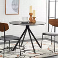 Tavolo da pranzo rotondo, nero, in mogano e MDF, 100 cm