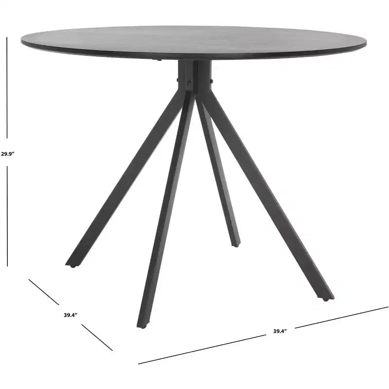 Tavolo da pranzo rotondo, nero, in mogano e MDF, 100 cm