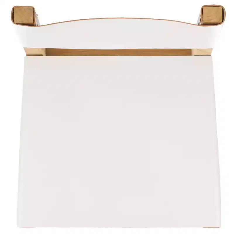 Sgabello da bancone con schienale e poggiapiedi, struttura in teak e seduta in pelle, color Cognac