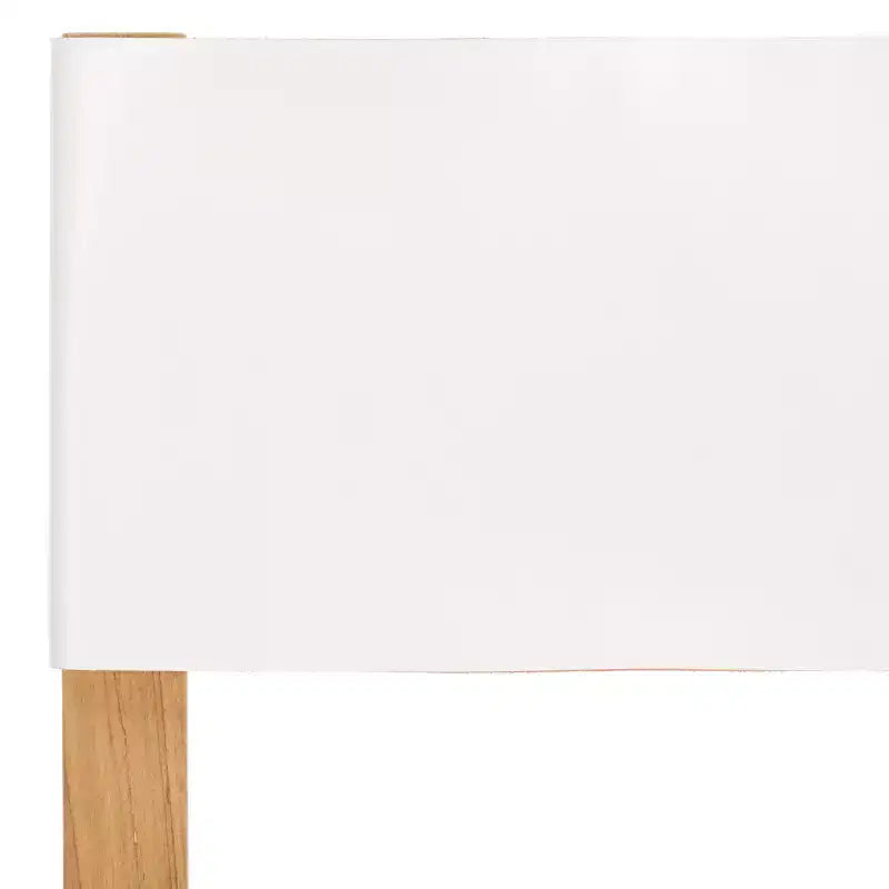 Sgabello da bancone con schienale e poggiapiedi, struttura in teak e seduta in pelle, color Cognac