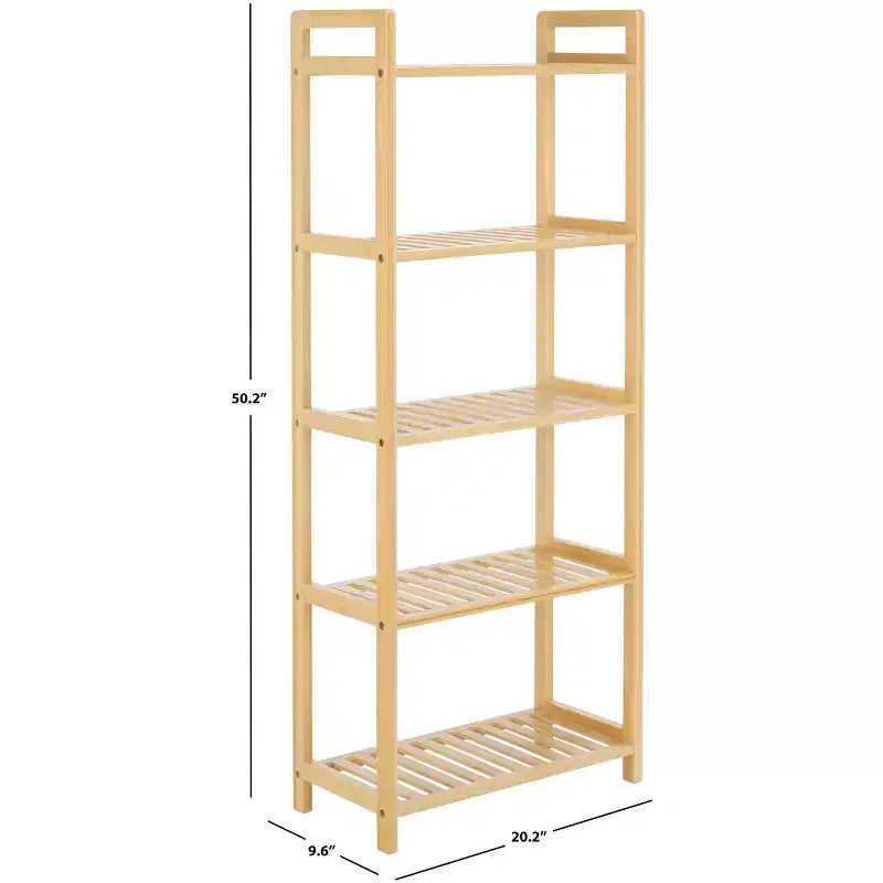Scaffale in bambù a scala a 5 ripiani, naturale, 127,5 cm H