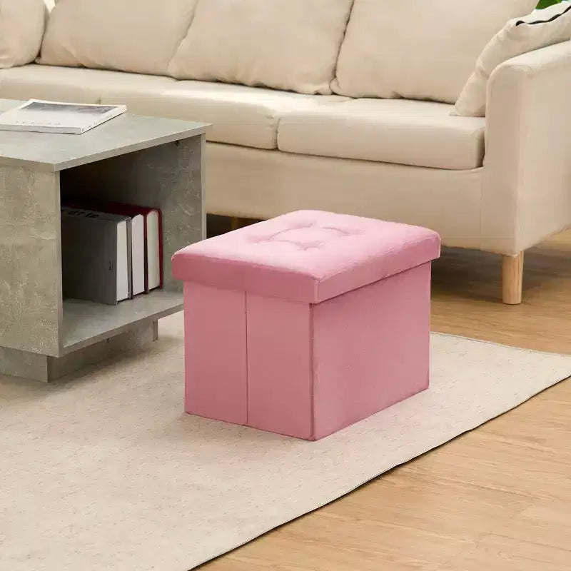 Panca contenitore pieghevole in velluto da 40 cm, poggiapiedi contenitore per giocattoli, capacità 150 kg, camera da letto e soggiorno