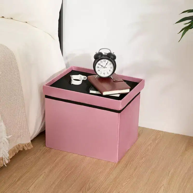 Panca contenitore pieghevole in velluto da 40 cm, poggiapiedi contenitore per giocattoli, capacità 150 kg, camera da letto e soggiorno
