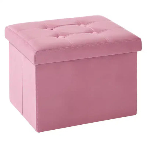 LUSIMO 16 Folding Velvet Storage Ottoman Bench Toy Chest Footstool Hold up to 330 lb For Bedroom Living Room