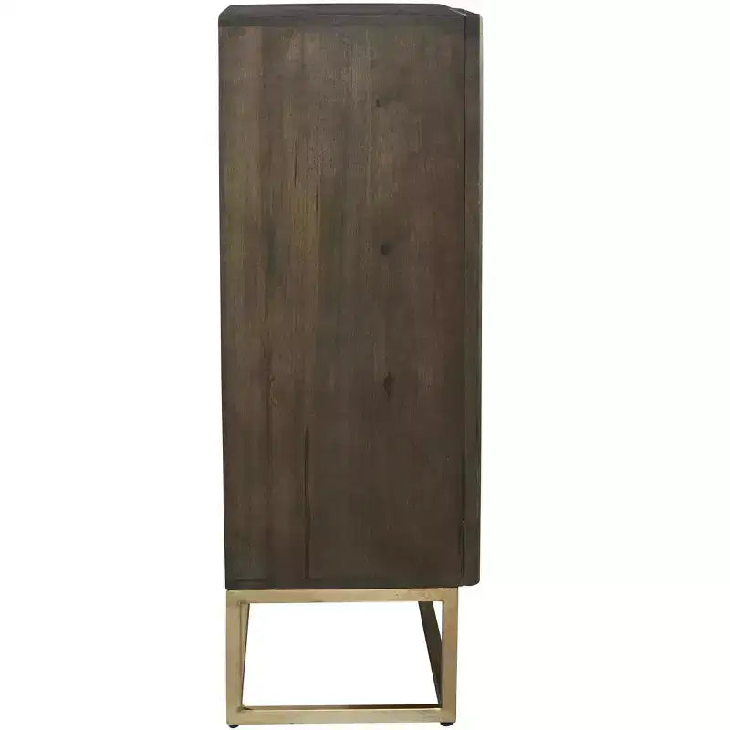 Vetrina con ante in vetro smussato e ferramenta in ottone