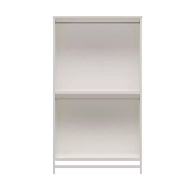 Systembuild Evolution Luxe Extra Wide 2-Shelf Double Clothing Rod Closet Tower, Ivory Oak