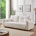 90''W Faux Lamb's Wool Loveseat Sofa, Comfortable Sofa Couch with 2 Ball Pillows 4S - ModernLuxe