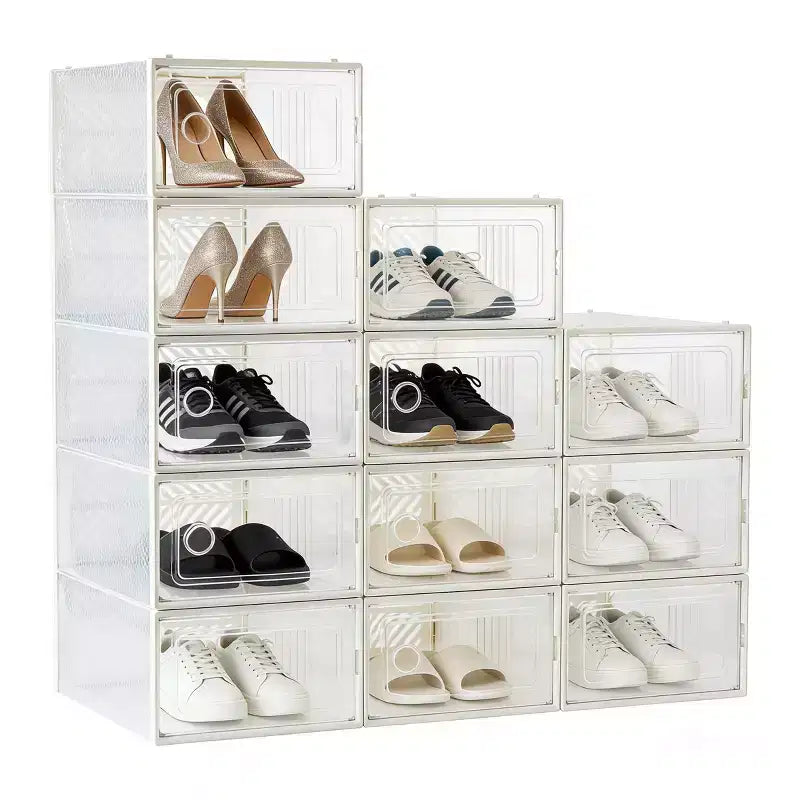 VUSIGN 12pk Stackable Shoe Box Storage