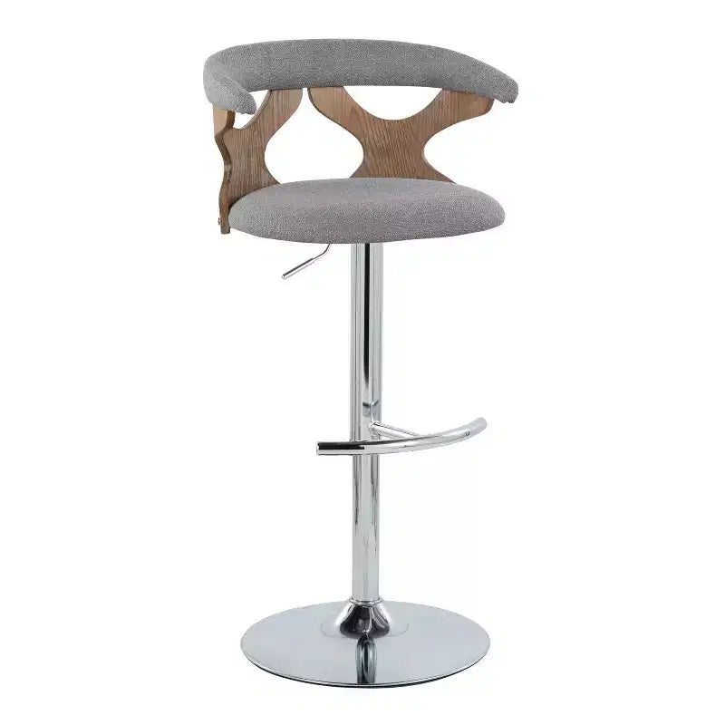 Sgabello da bar girevole regolabile in metallo cromato e poliestere, set da 2, 20.75" x 42.25"