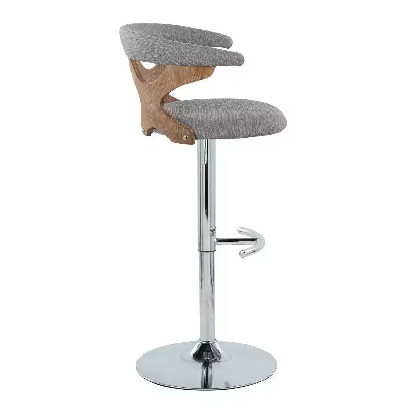 Sgabello da bar girevole regolabile in metallo cromato e poliestere, set da 2, 20.75" x 42.25"