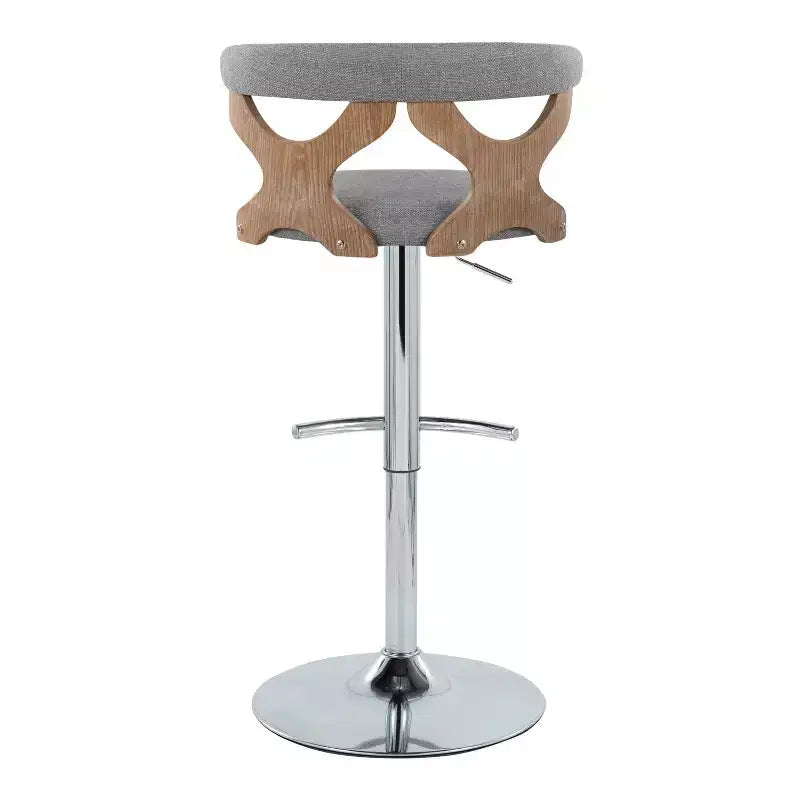 Sgabello da bar girevole regolabile in metallo cromato e poliestere, set da 2, 20.75" x 42.25"