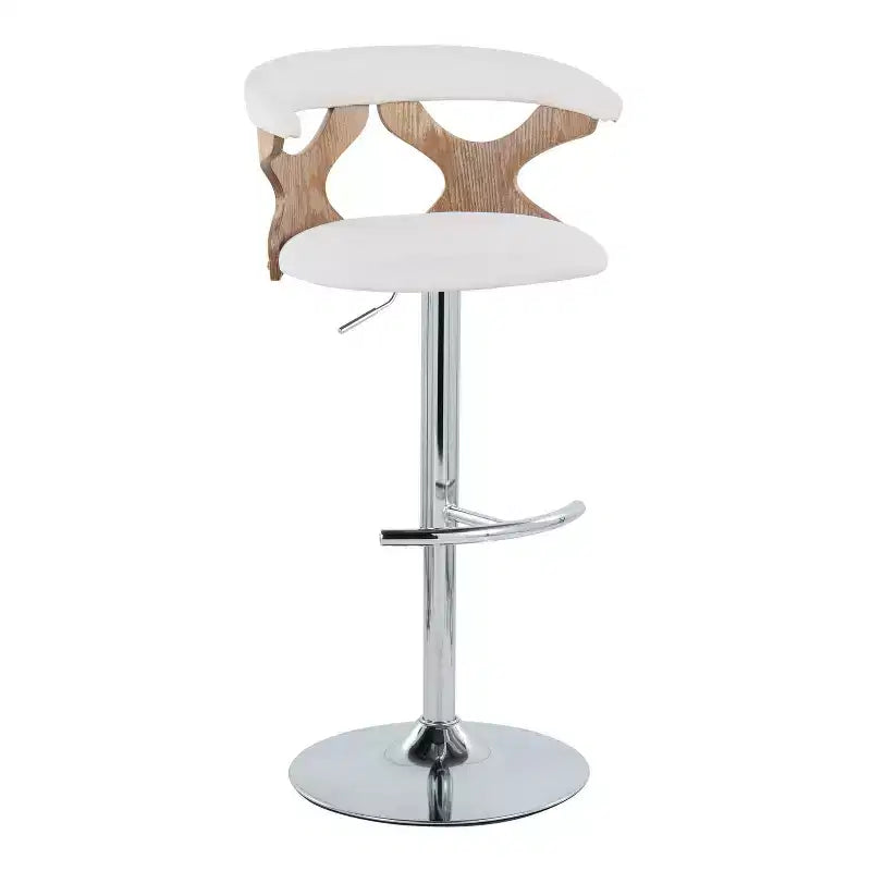 Sgabello da bar girevole regolabile in metallo cromato e poliestere, set da 2, 20.75" x 42.25"