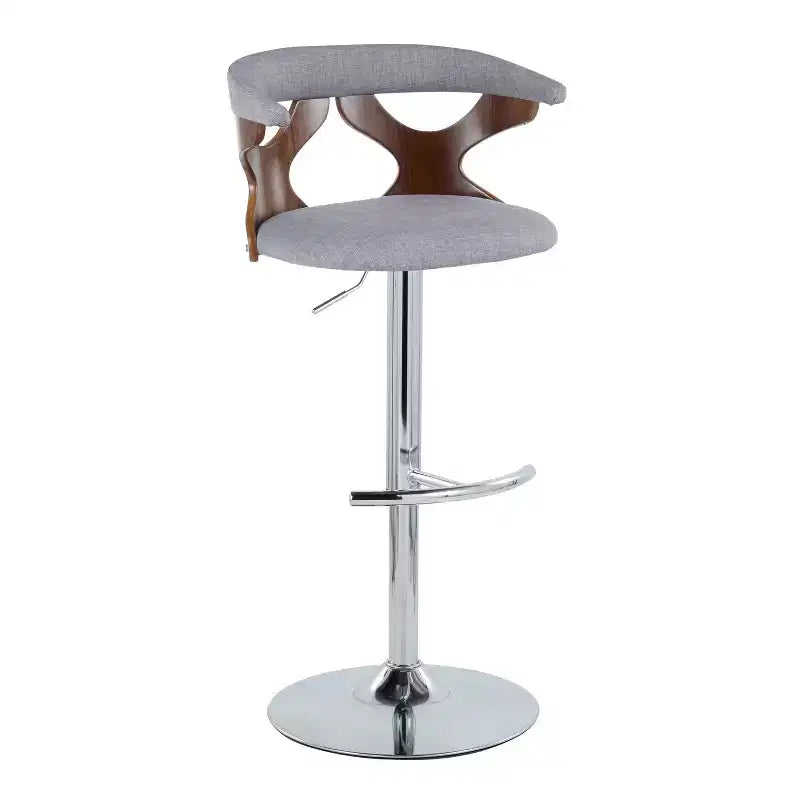 Sgabello da bar girevole regolabile in metallo cromato e poliestere, set da 2, 20.75" x 42.25"