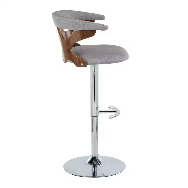 Sgabello da bar girevole regolabile in metallo cromato e poliestere, set da 2, 20.75" x 42.25"