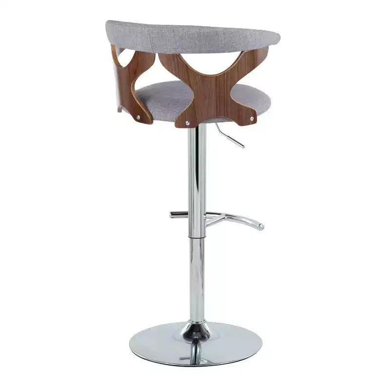 Sgabello da bar girevole regolabile in metallo cromato e poliestere, set da 2, 20.75" x 42.25"