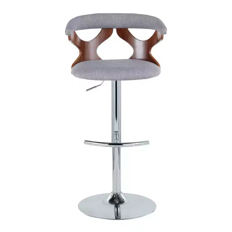 Sgabello da bar girevole regolabile in metallo cromato e poliestere, set da 2, 20.75" x 42.25"