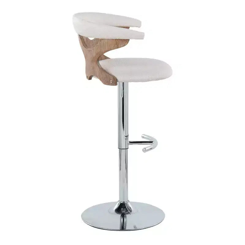 Chrome Metal Polyester Adjustable Swivel Barstool Set of 2 20.75'' x 42.25''
