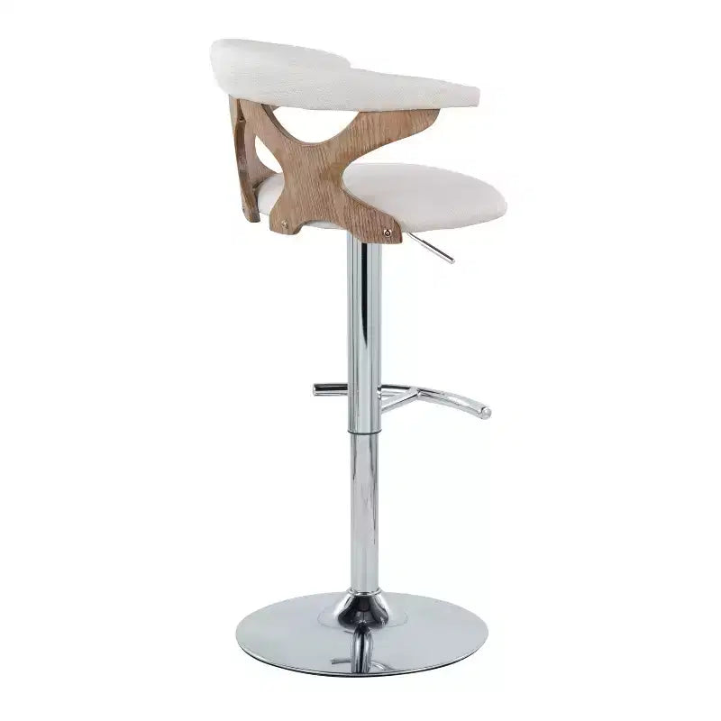 Chrome Metal Polyester Adjustable Swivel Barstool Set of 2 20.75'' x 42.25''
