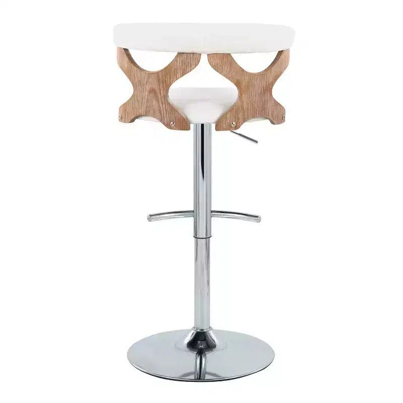 Sgabello da bar girevole regolabile in metallo cromato e poliestere, set da 2, 20.75" x 42.25"