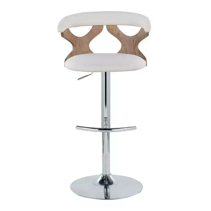 Sgabello da bar girevole regolabile in metallo cromato e poliestere, set da 2, 20.75" x 42.25"