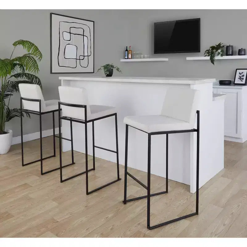 Set di 3 sgabelli da bar in metallo e poliestere 42 x 103 cm